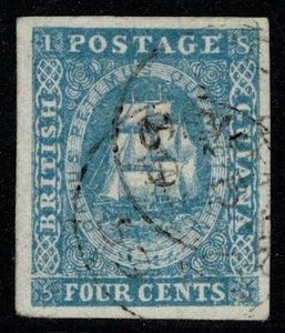 1853 British Guiana 4c Blue SG 19 4m DEMERARA Expertised VGU Cat. £800.00 - Picture 1 of 1