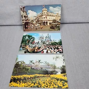 3 POSTCARDS DISNEYLAND Magic Kingdom Crystal Palace Main Street Posted 1976 - Picture 1 of 7