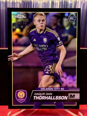 2023 Topps Chrome MLS Black Refractor #3 DAGUR DAN THORHALLSSON RC #5/10 Iceland - Image 1 of 3