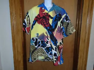 Spider Man Men's Full Button Up Casual Polyester Shirt XL NWT - Picture 1 of 5
