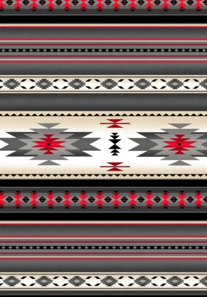 Elizabeth Studio Turquoise Gray and Red Tucson Quilt Fabric by the Yard - Image 1 of 1