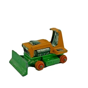 Matchbox Superfast 1975 No.12 Big Bull Bulldozer Orange Green Missing Tread - Picture 1 of 4