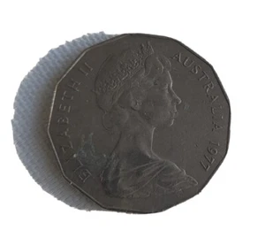 Most wanted 1977 Queen Elizabeth II SILVER JUBILEE Australian 50c coin - Picture 1 of 3
