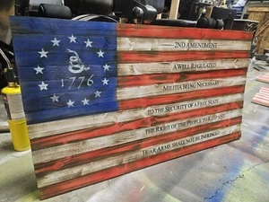 Distressed American Flag, Rustic American Flag, Betsy Ross, Wooden Flag - Picture 1 of 1