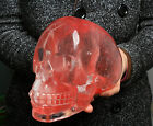 3765g 8.28lb Bright Red Clear Smelting Stone Skeleton Head Carving 1