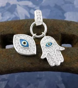 Hamsa Hand Böser Blick Charms Anhänger NUR keine KETTE CZ Kristall Schutz - Bild 1 von 9