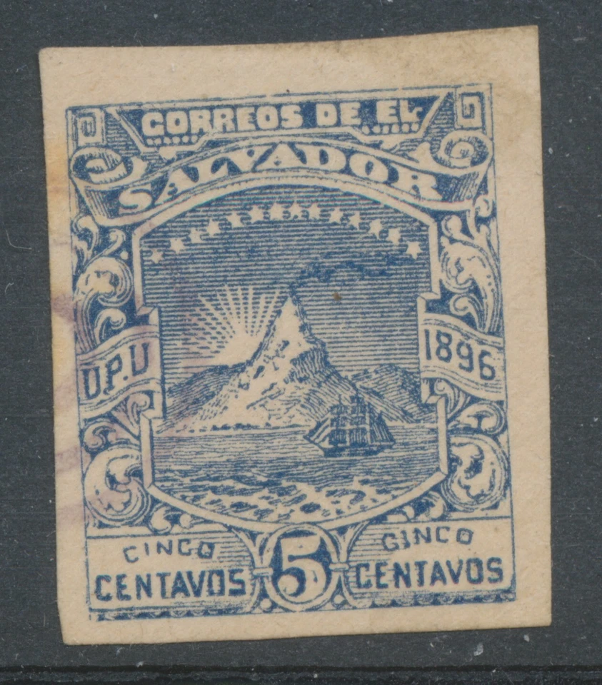 EL SALVADOR 5c Ultramarino Excelente Usado Monte San Miguel MAYOR VARIEDAD: IMPERFORADO Foto 1 de 1