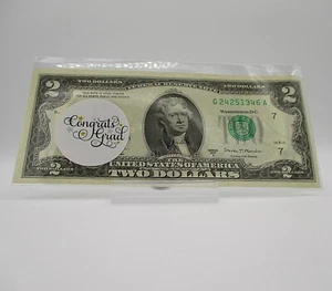 Graduation Gift $2 Bill Uncirculated Genuine US Currency Collectable Keepsake - Picture 1 of 13