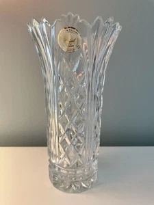 Made In Poland HANDGESCHLIFFEN 24 Prozent KRISTALLKLARE BLEIKRISTALL Vase 8". - Bild 1 von 10