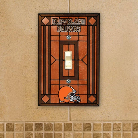 Cleveland Browns Art-Glass Single Switch Plate Cover FREE SHIPPING Cover