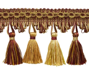 Burgundy Red Gold 2.75" Tassel Fringe Trim Royal Romance [5 Yards] - Picture 1 of 1