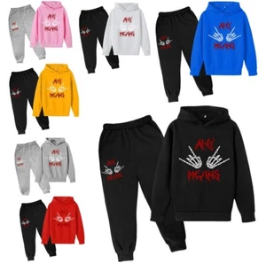 Kids Boys Girls Tracksuit Sports Sportswear Fitness Sweatsuit Stylish Casual - Picture 1 of 25