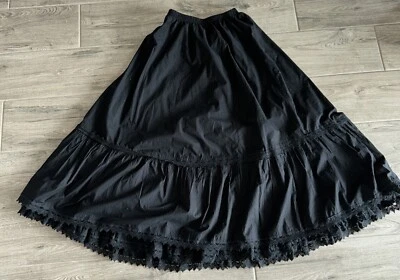 VTG Scully Full Skirt Black Ruffle Crochet Western Peasant LongMaxi Cottage MED. - Image 1 of 4