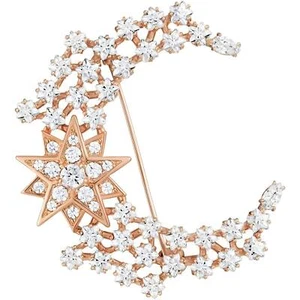 Swarovski Women's Brooch MoonSun Rose Gold Tone Plated with Star Motif 5489775 - Picture 1 of 1