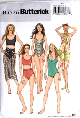 BUTTERICK PATTERN  4526  SWIMSUITS & WRAP  MISSES SIZES  14 16 18 20  UNCUT - Image 1 of 2