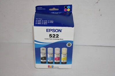 Genuine Epson 522 Ink Bottles 4 Pack for ET-2720 ET-2800 ET-2803 ET-4700 ET-4800 - Image 1 of 4