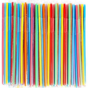 200pack Colorful Extra Long Flexible Drinking Straws Bendy Disposable Plastic US - Picture 1 of 7