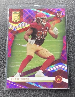 2020 Donruss Elite Purple Chase Young ROOKIE /99 #207 Washington Redskins - Image 1 of 2