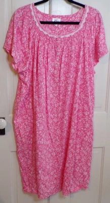 Camisón Aria Talla Grande 3X Rosa Floral Camisón Largo Medio Mangas Cortas Bolsillos Foto 1 de 4