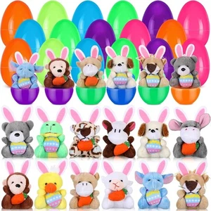 24 Pcs Prefilled Easter Eggs Filled with Mini Plush Animal Toys for Kids... - Picture 1 of 7