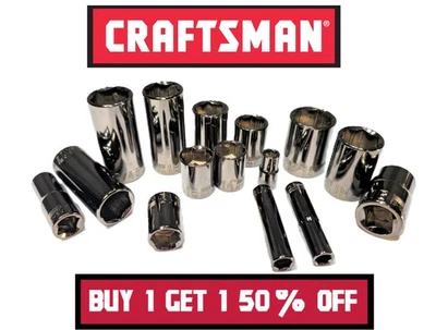 NEW CRAFTSMAN OVERDRIVE Sockets 1/4" 3/8" 1/2" Drive All Sizes SAE Metric Deep - Image 1 of 3