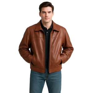 Vintage Creations de Cuir by Andre Bomberjacke 100% Leder braun - Größe 42 - Bild 1 von 9