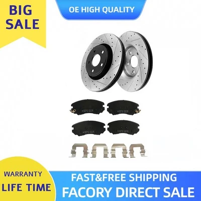 Front Drilled Slotted Brake Rotors Pads Ceramic for 2007-2010 Hyundai Elantra Foto 1 de 4