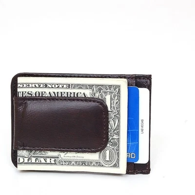 Mens Leather Money Clip Slim Front Pocket Wallet Magnetic ID Credit Card Holder - Image 1 of 4