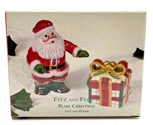 Fitz and Floyd Karo Weihnachten Salz & Pfefferstreuer Weihnachtsmann mit Geschenken - Neu - Bild 1 von 12