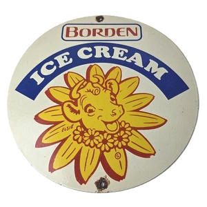 Vintage Bordens Eisschild - Porzellan Zapfsäule Molkerei Kuhmilch Service Schild - Bild 1 von 14