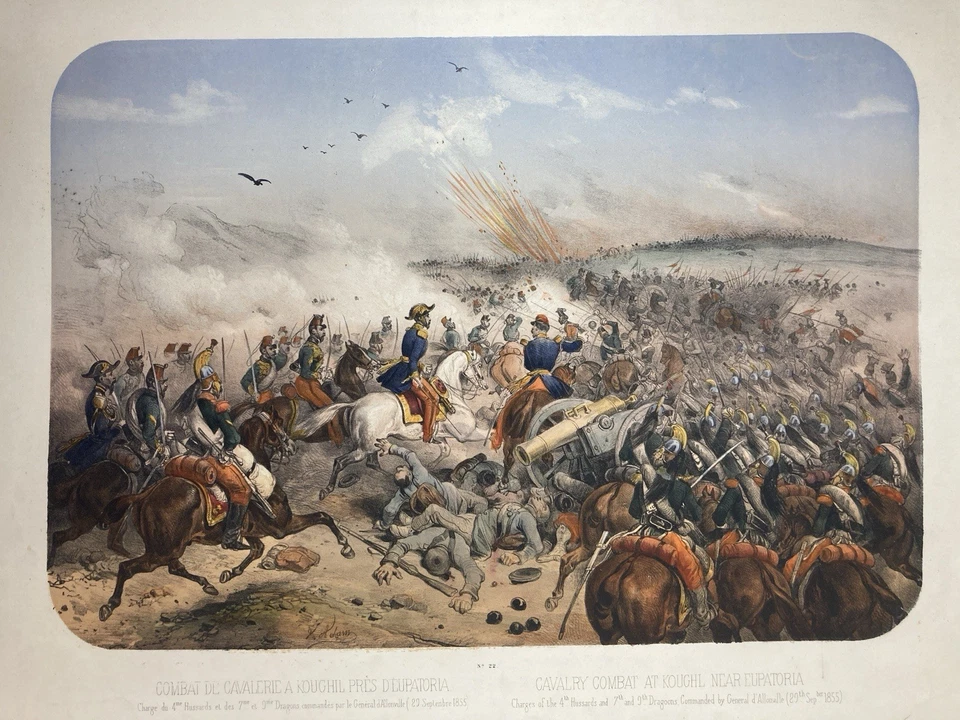 LITHOGRAPHIE Bataille de Kanghil 1855 Guerre de Crimée (KOUGHIL). Victor Adam. - Photo 1/4