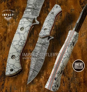Model # 5815 Custom Full Tang Bushcraft Damascus Skinning Knife Impact Cutlery - Picture 1 of 11
