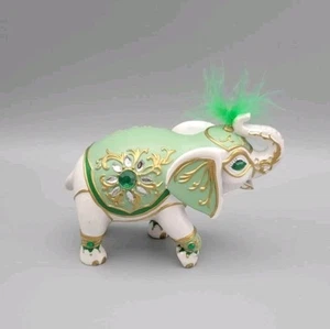  Hamilton Collection Green Jewelled Elephant Of Good Fortune" Figur - Bild 1 von 4