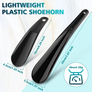 2x Black Plastic Shoe String Shoe Horn Lightweight Prevent Damage Back of Shoe - Picture 1 of 11