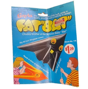 Vintage 1973 Gayla Fat Bat Inflatable Kite Stock 116 W/ Parts Package Vinyl  - Picture 1 of 7