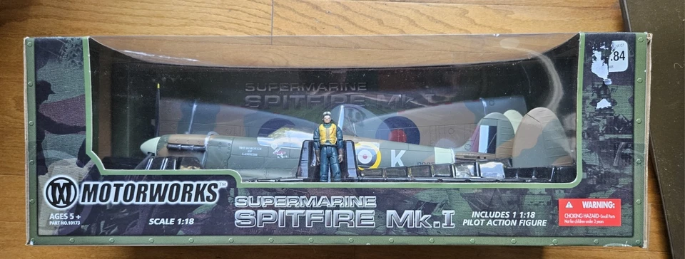 MOTORWORKS / ULTIMATE SOLDIER WWII SPITFIRE MK I CALL LETTERS NKK 1:18 SCALE MIB - Image 1 of 4