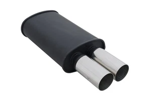Megan Racing M-DT 3" Dual Chrome Exhaust Tips Matt Black Oval Muffler 2.5" inlet - Picture 1 of 1