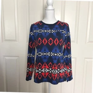 Ralph Lauren L-RL Lauren Active Azteca Manga Larga Algodón Boho Festival Artful - Imagen 1 de 6