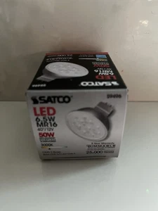 12 Pack Satco S9496 LED 6.5W 50W 12V MR16 2-Pin GU5.3 Silver Flood Bulbs 3000K - Picture 1 of 4