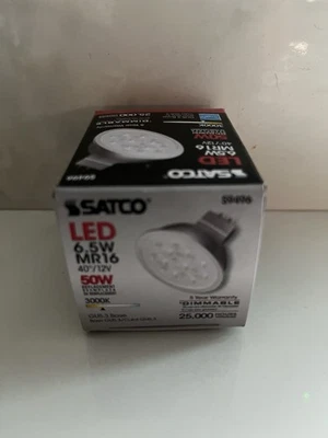 12 Pack Satco S9496 LED 6.5W 50W 12V MR16 2-Pin GU5.3 Silver Flood Bulbs 3000K - Image 1 of 4