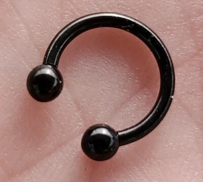 Titanium PVD Black Internally Threaded Circular Barbell 16g 3mm Balls Fast Ship - Image 1 of 2