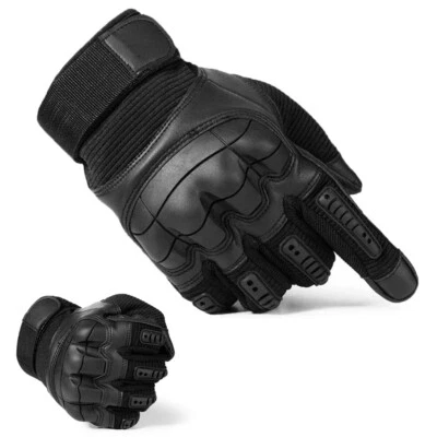 Touch Screen Motorcycle Leather Full Finger Gloves Motorbike Bikes Moto ATV Mens - Image 1 of 4