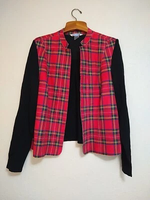 Chaqueta Suéter Peter Nygard Roja Para Mujer L Grande Roja A Cuadros y Tejida Ligera  Foto 1 de 4