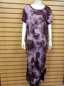 J For Justify Short Sleeve Purple Tye Died "Queen" Maxi Dress Size 2X New - Picture 1 of 11