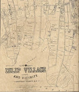 Mapas de Islip Village NY 1888 con nombres de empresas y propietarios mostrados - Imagen 1 de 6