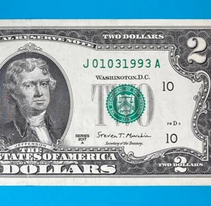 January 3, 1993 / 1 March 1993 (J 01031993 A) BIRTHDAY Note $2 Two Dollar Bill - Picture 1 of 4