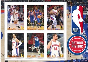 Stamp block NBA Detroit Pistons Basketball Palau unpostal issue - Picture 1 of 1