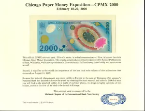 Tarjeta de recuerdo como nueva - SCCS# IM-5 = 2000 Chicago Paper Money Expo - Imagen 1 de 1