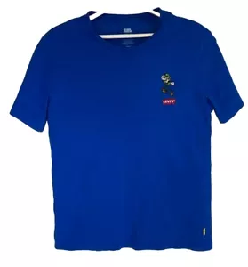 Levi's Super Mario Sz Small Graphic T-Shirt Sh Sleeve Cotton Crew Neck Tee Blue - Picture 1 of 12