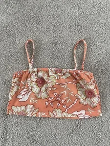 Ladies Boohoo Orange Floral Cropped Jersey Sleeveless Top Size 10 - Picture 1 of 6